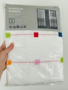 2 IKEA BARNSLIG RANDIG Short curtains, multicolor